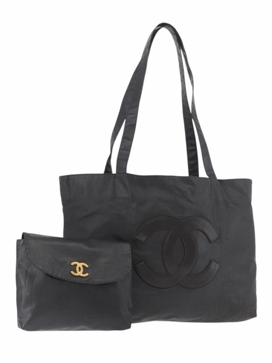 CHANEL Handbags - Chanel Black coated canvas shoulder Tote Bag , vintage